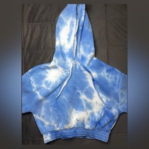 Cropped Hoodie- Blue & White